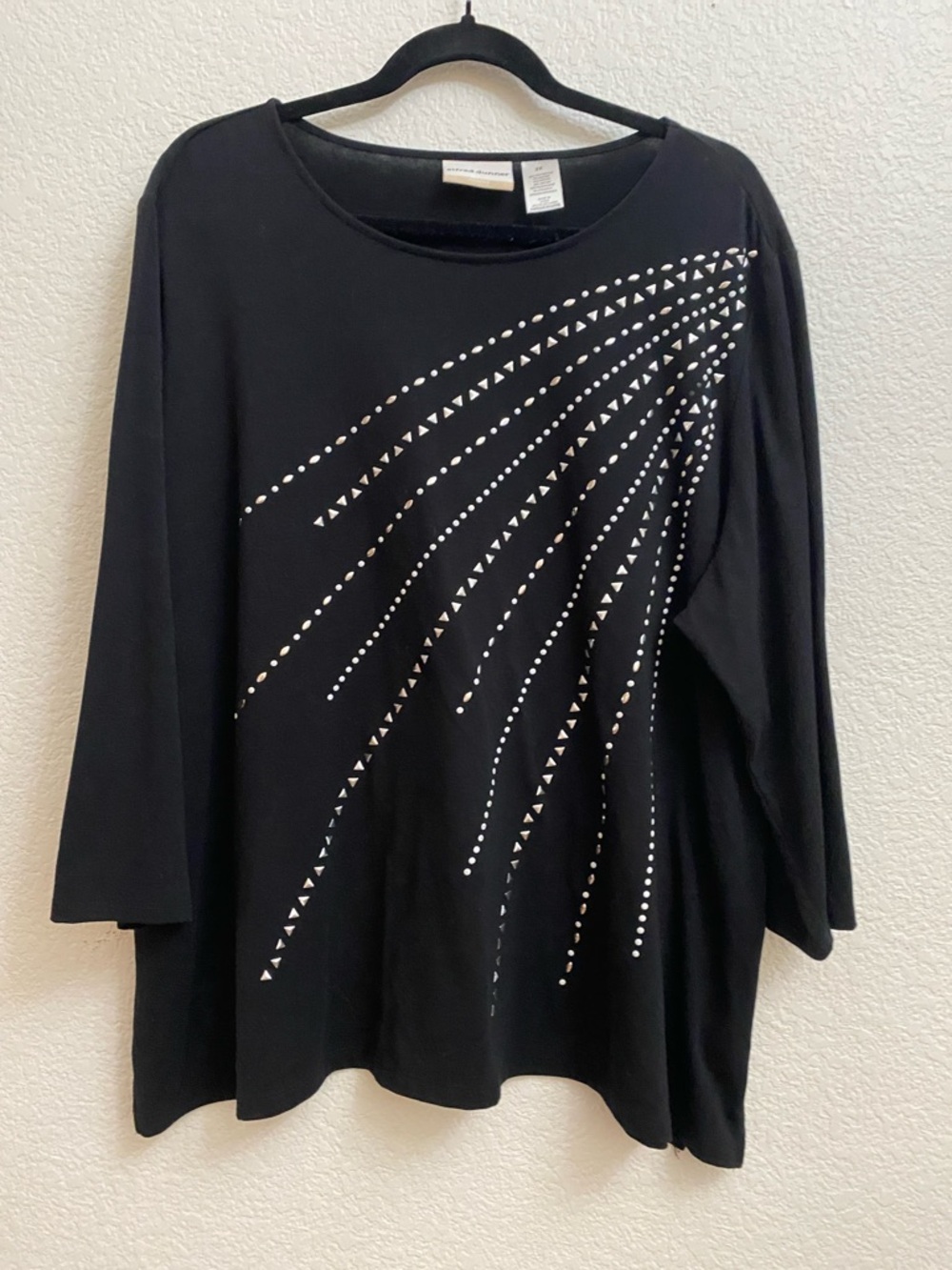 Alfred Dunner Woman 2X Black Studded Embellished Knit Top Plus Size